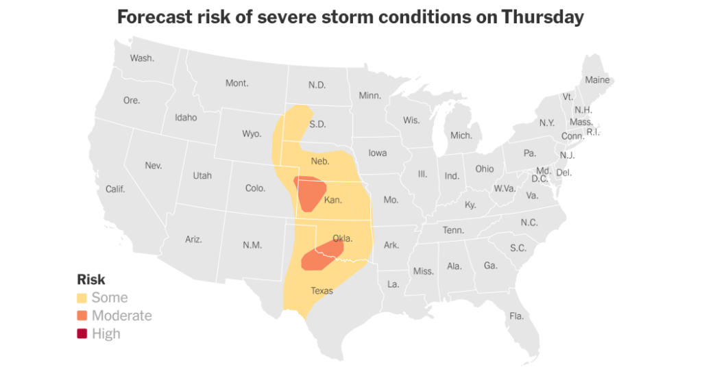 Severe Weather, Including a Tornado Risk, Is Forecast for the Central U.S.