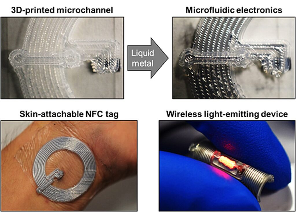 New 3D printing technique integrates electronics into microchannels to create flexible, stretchable microfluidic devices