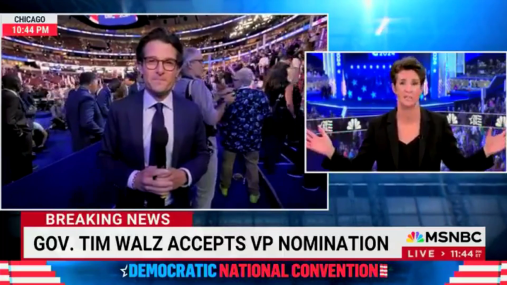 Rachel Maddow admits MSNBC hosts started 'stamping and clapping' during Walz's DNC speech