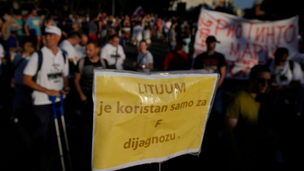 Thousands protest lithium mining in Serbia. Officials say it's a plot against populist president