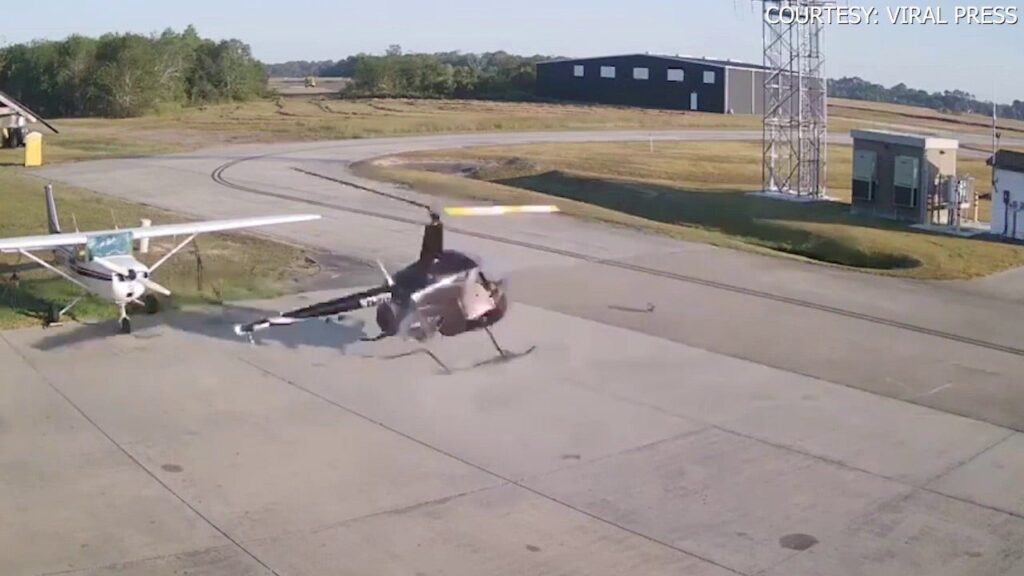 Helicopter crashes into parked plane at Texas airport during takeoff